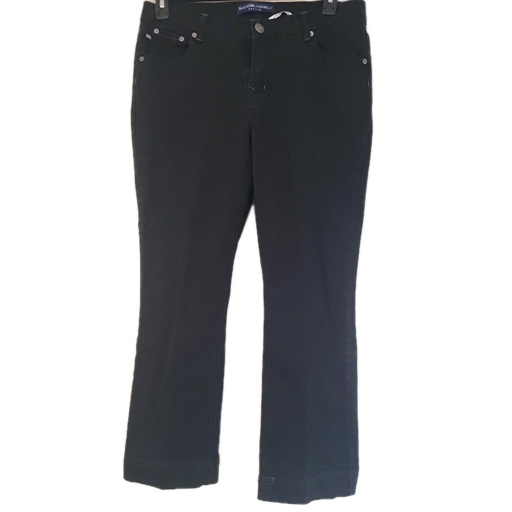 Bandolinoblu Petite Womens Straight Leg Jeans 12P Black Denim Casual Mid Rise